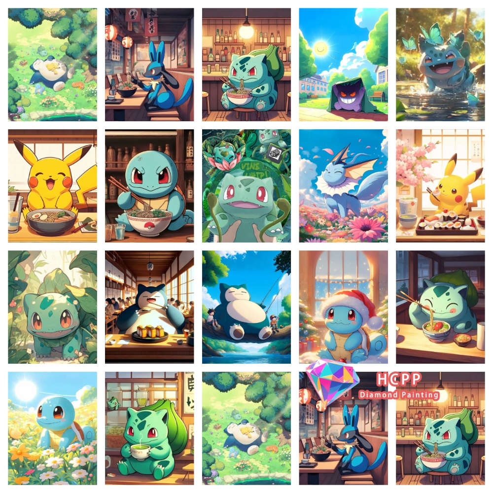 Home Improvement Diy - Pikachu Bulbasaur Squirtle Anime Diamond Painting