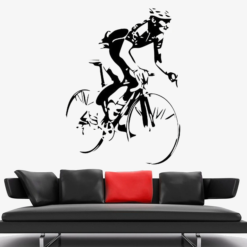 Vinyl Floor Plank - Cyclist Bicycle Wall Decal Road Bike