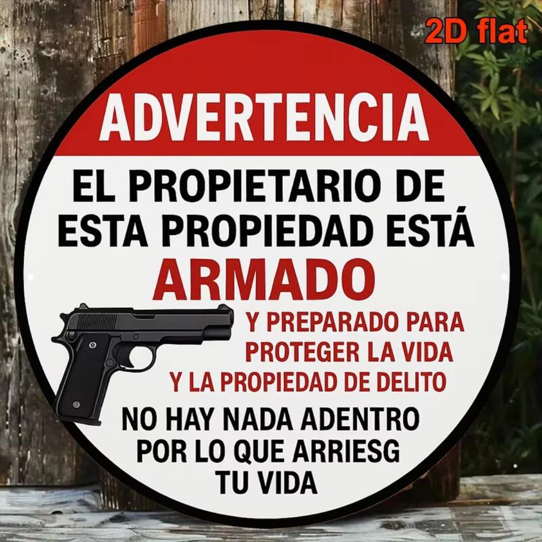 Home Improvement And Hardware - Vintage Round Metal Tin Sign, Spanish