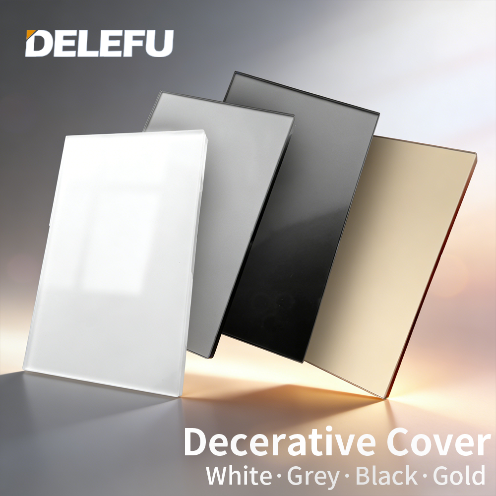 Electrical Outlet Cover - DELEFU Full Tempered Glass Blank Wall
