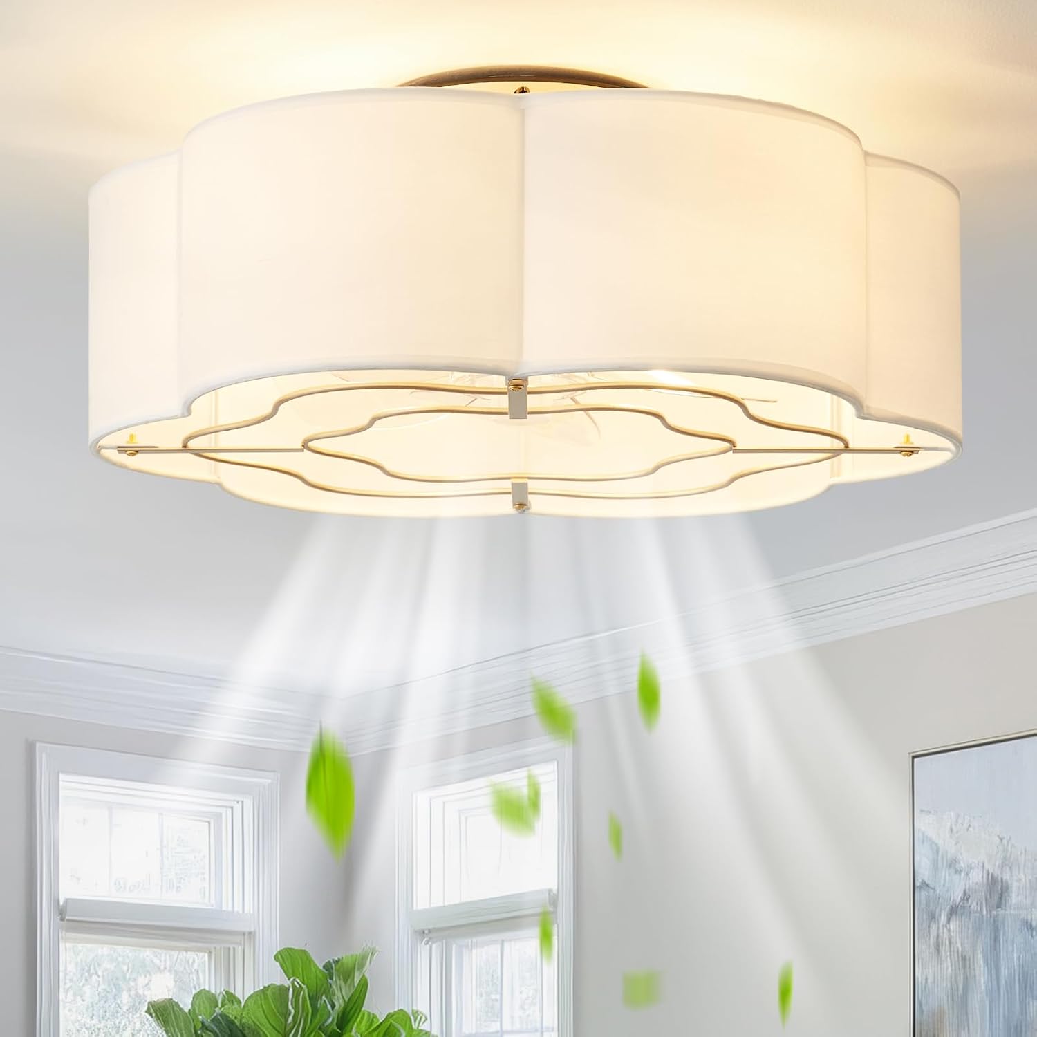 Ceiling Fan Mount - Caged Ceiling Fan with Lights, 20inch,